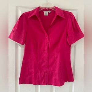 Pretty pink fuscia button-down blouse